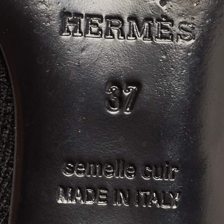 Pre Owned Hermes Black Knit Fabric Duo Ankle Boots Size 37