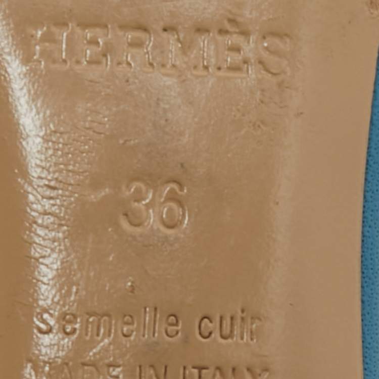 Pre Owned Hermes Blue Printed Oasis Sandals Size 36