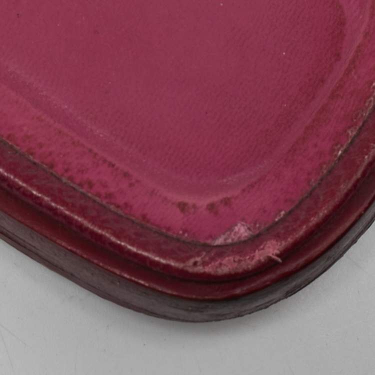 Pre Owned Hermes Purple Leather Oran Flat Slides Size 42