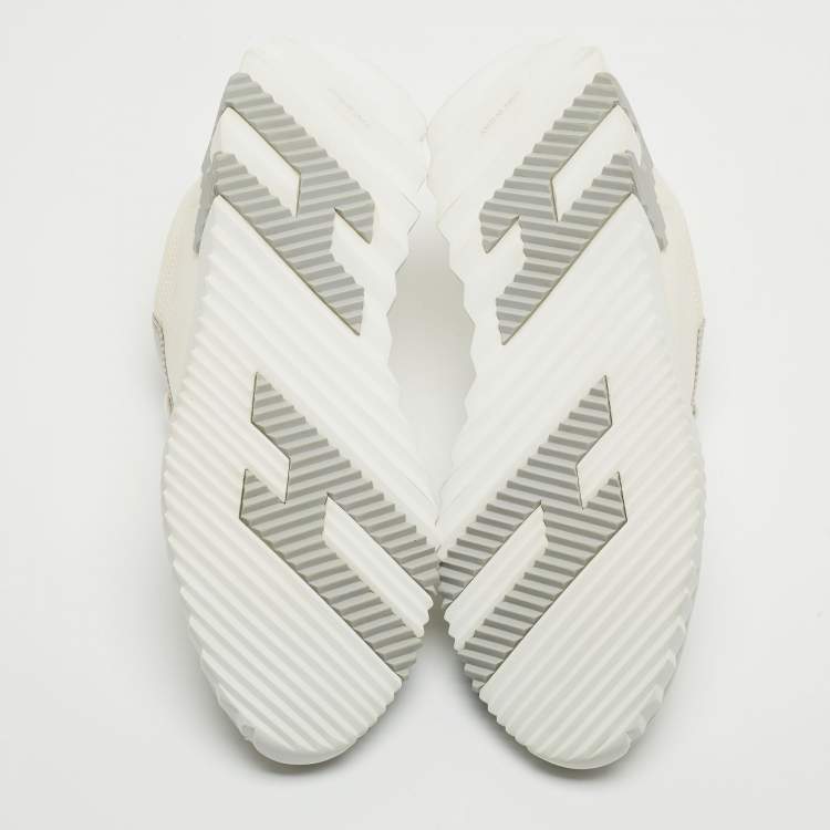 Pre Owned Hermes White/Grey Suede and Mesh Bouncing Sneakers Size 41