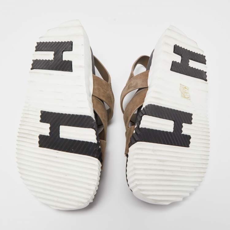 Pre Owned Hermes Brown Suede Electric Sandals Size 41