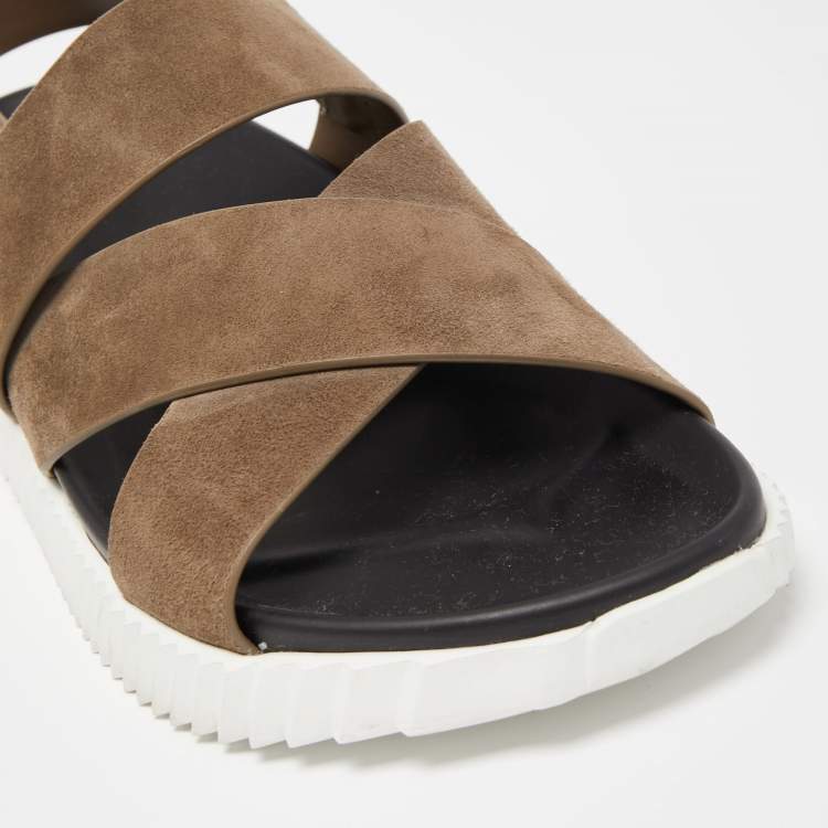 Pre Owned Hermes Brown Suede Electric Sandals Size 41