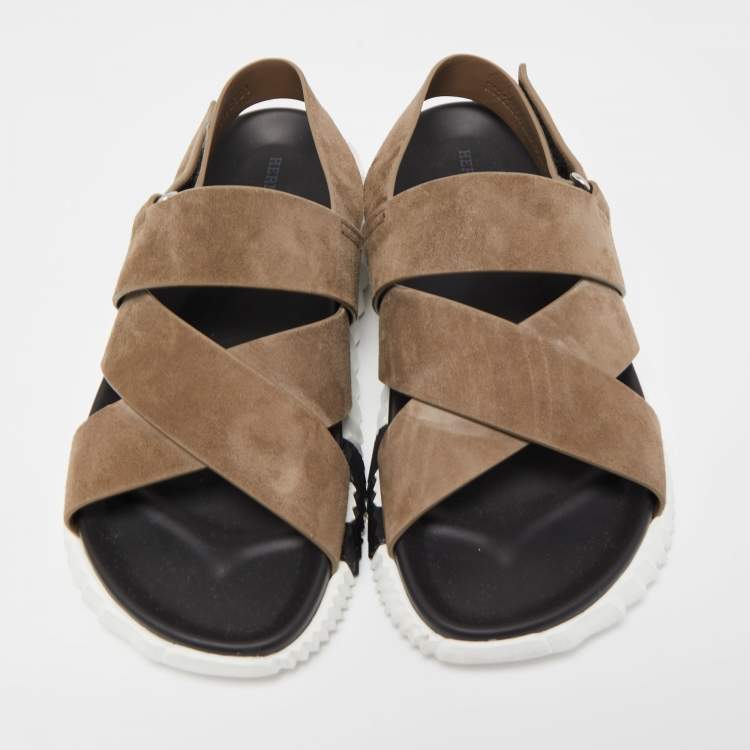 Pre Owned Hermes Brown Suede Electric Sandals Size 41