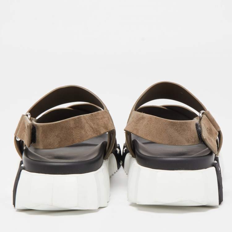 Pre Owned Hermes Brown Suede Electric Sandals Size 41