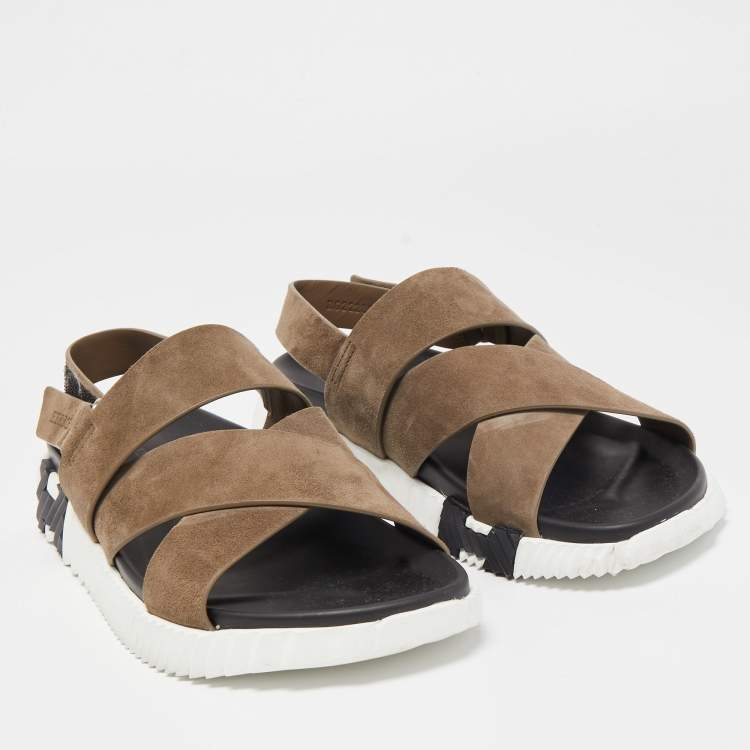 Pre Owned Hermes Brown Suede Electric Sandals Size 41