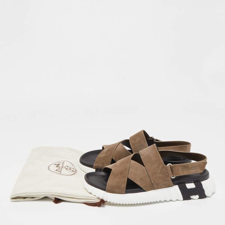 Pre Owned Hermes Brown Suede Electric Sandals Size 41