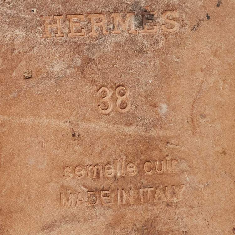 Pre Owned Hermes Burgundy Crocodile Leather Oran Flat Slides Size 38