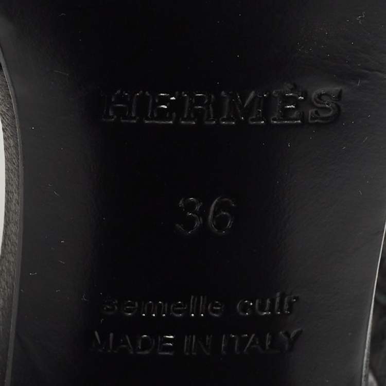 Pre Owned Hermes Black Leather Alesia Sandals Size 36
