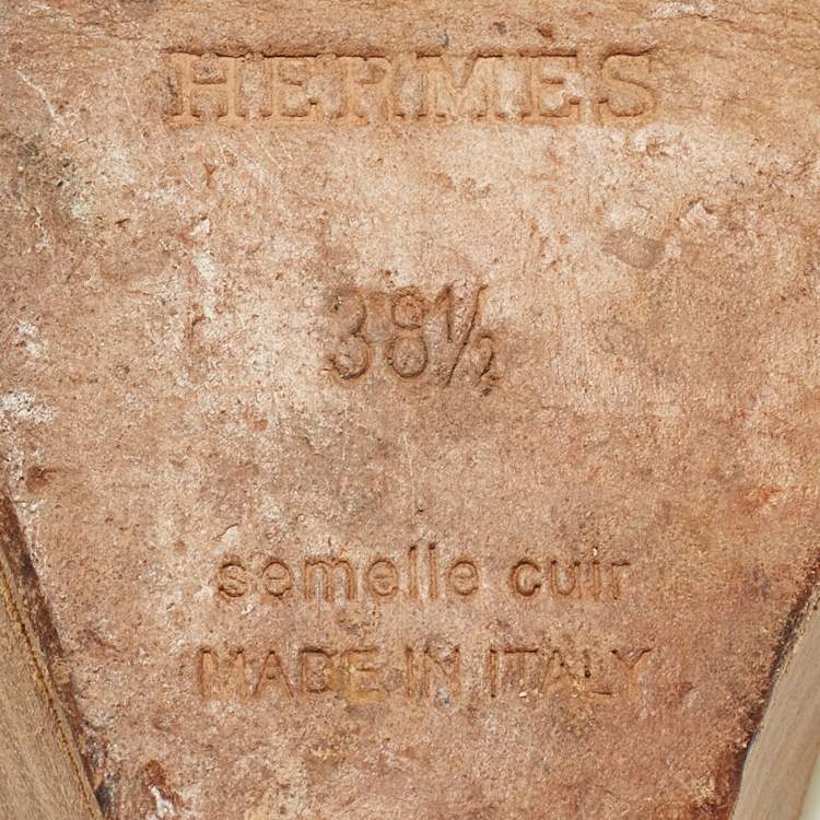 Pre Owned Hermes White Leather Premiere 70 Wedge Sandals Size 38.5