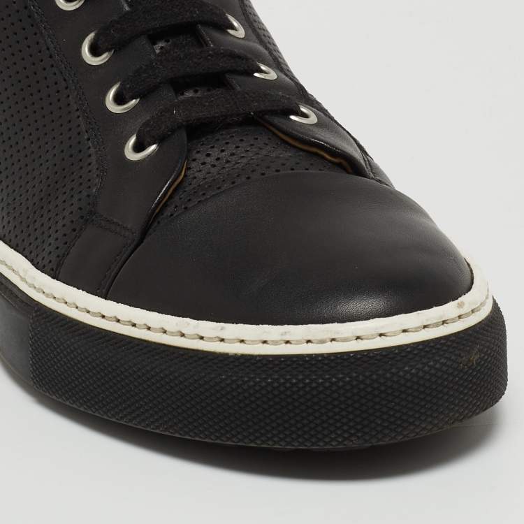 Pre Owned Hermes Black Leather Jimmy Lace Up High Top Sneakers Size 42