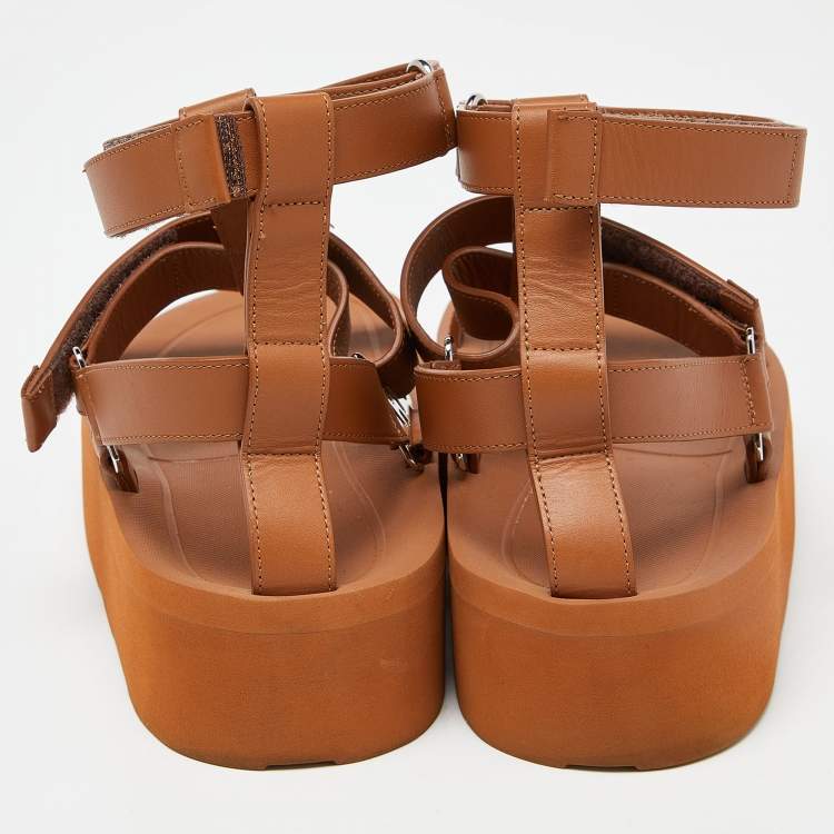 Pre Owned Hermès Brown Leather Enid Gladiator Sandals Size 40