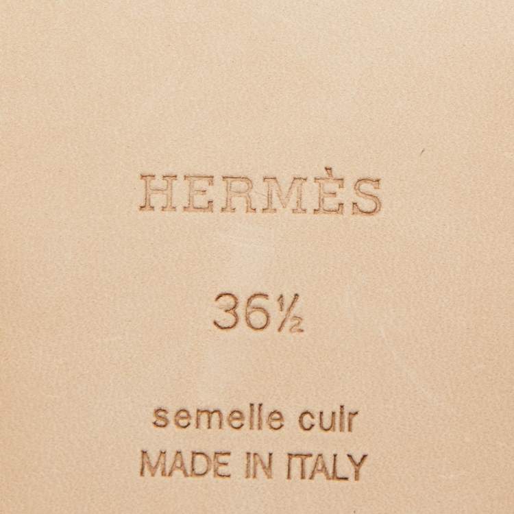 Pre Owned Hermes Green Leather Oran Sandals Size 36.5