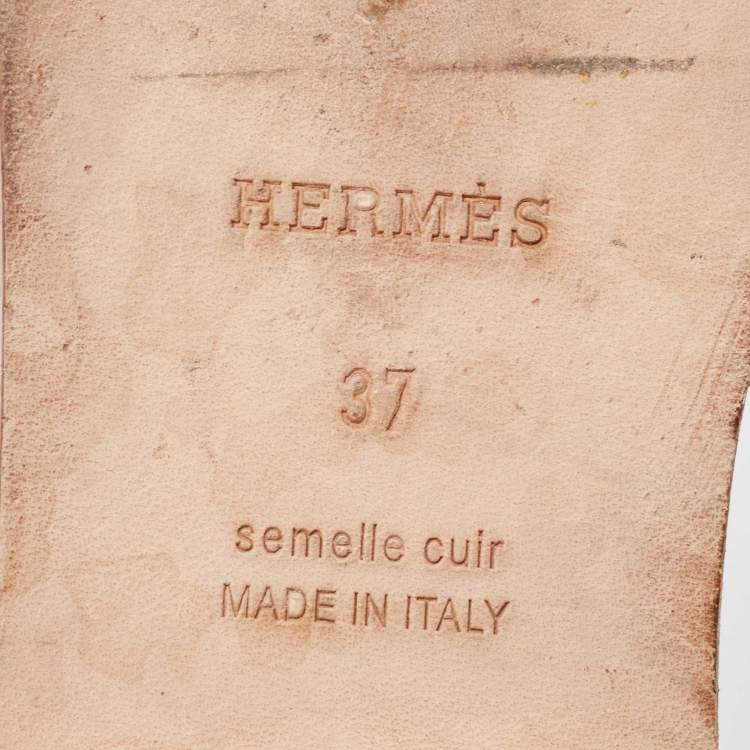 مملوكة مسبقًا Hermes Brown Leather Villa Flat Slides Size 37