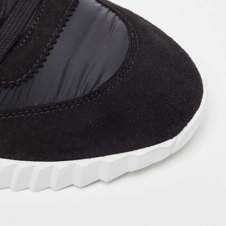 Pre Owned Hermes Black Suede and Neoprene Bouncing Low Top Sneakers Size 39