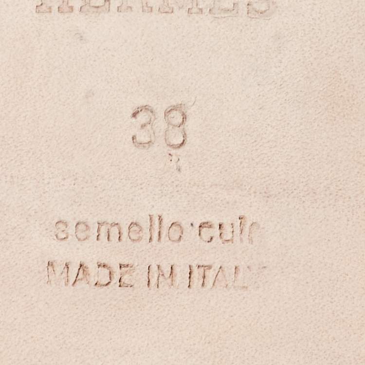 Pre Owned Hermes White Leather Omaha Flat Slides Size 38