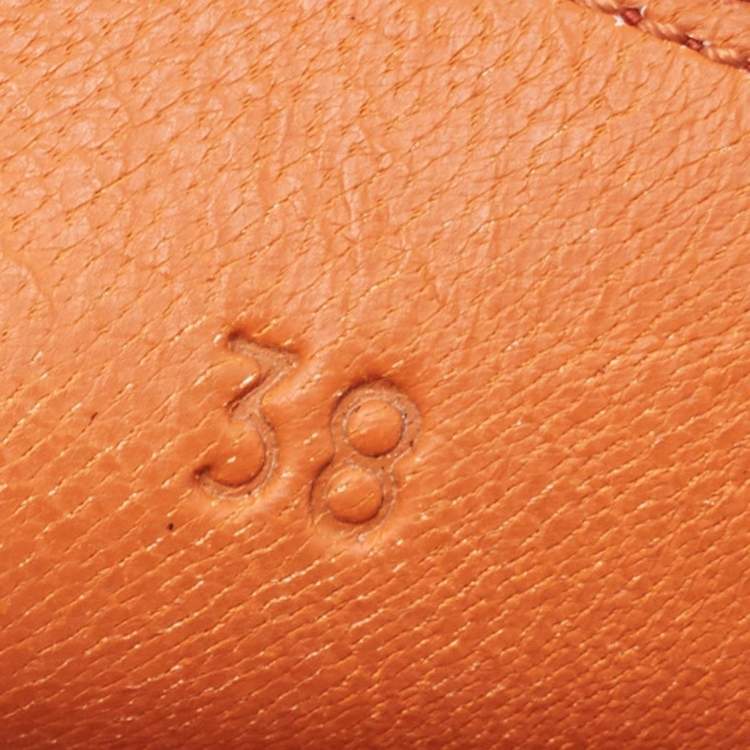 Pre Owned Hermes Orange Leather Irving Slip On Loafers Size 38