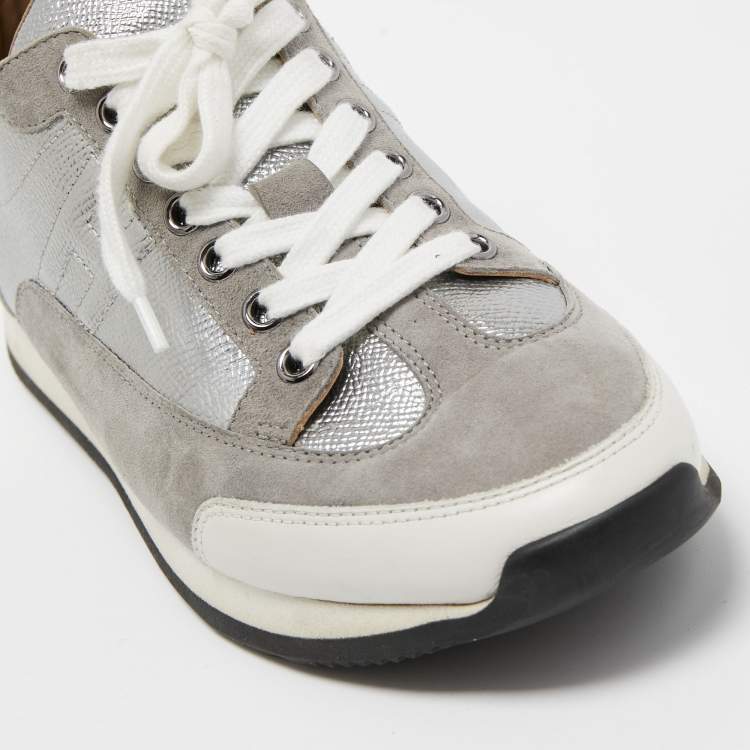 Pre Owned Hermes Multicolor Suede and Leather Quicker Sneakers Size 39