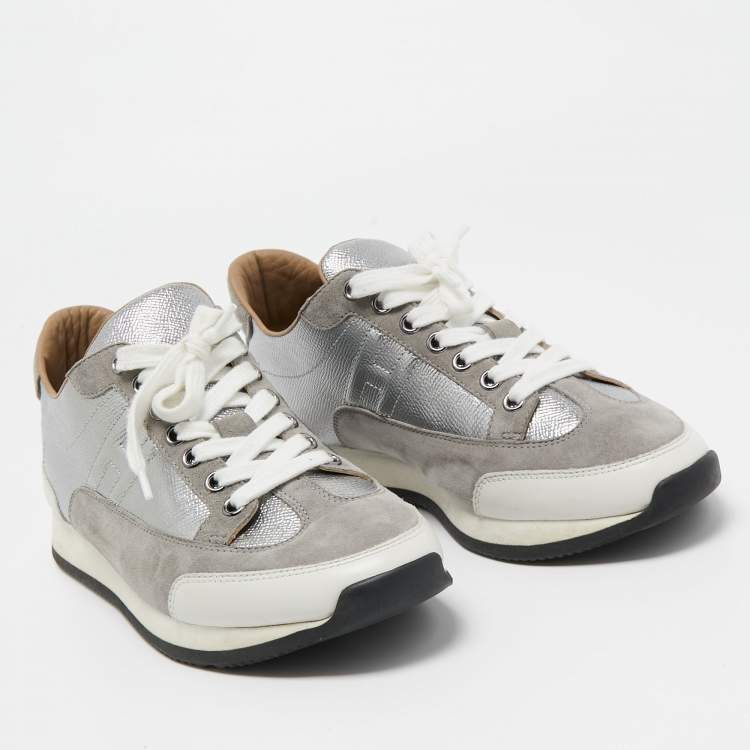 Pre Owned Hermes Multicolor Suede and Leather Quicker Sneakers Size 39