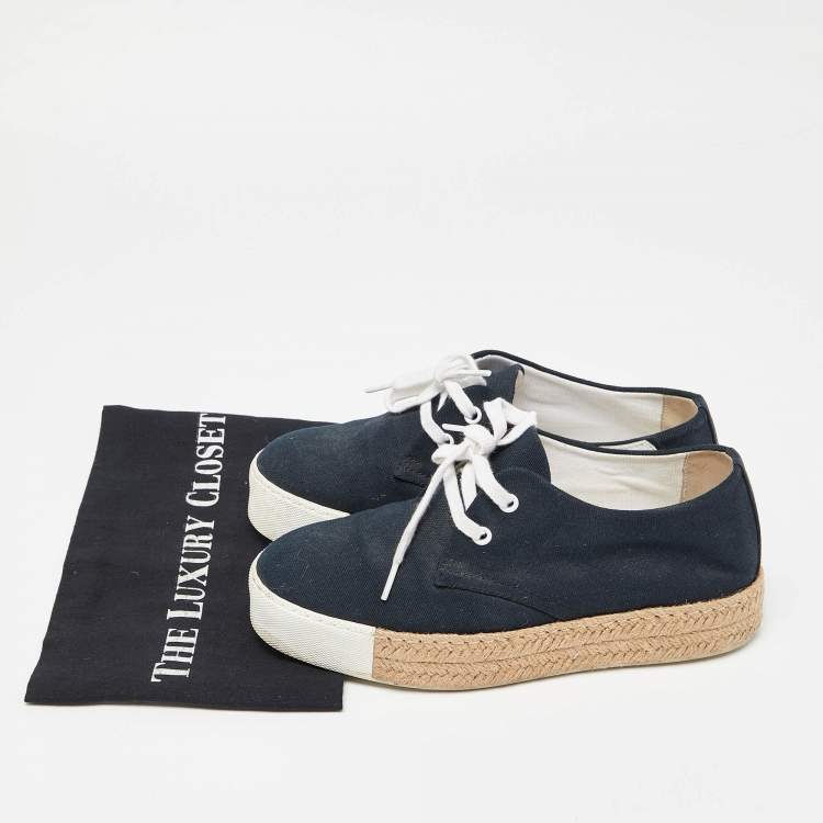 Pre Owned Hermes Navy Blue Canvas Rosa Espadrille Sneakers Size 38