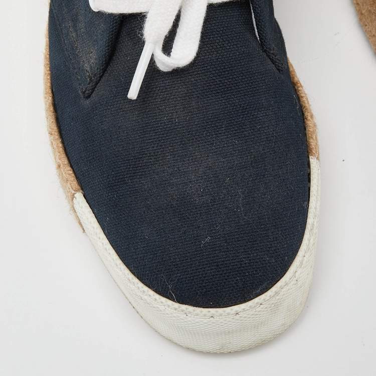 Pre Owned Hermes Navy Blue Canvas Rosa Espadrille Sneakers Size 38
