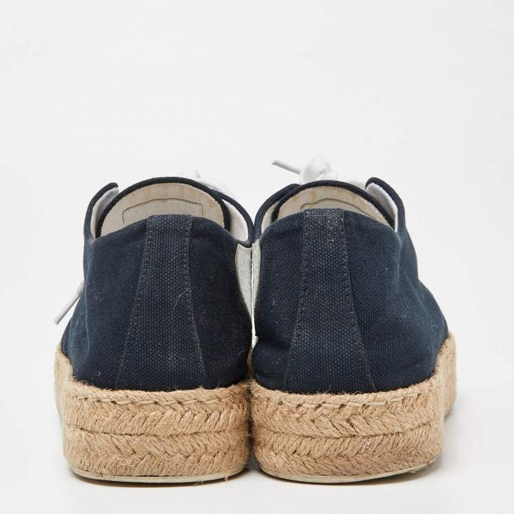 Pre Owned Hermes Navy Blue Canvas Rosa Espadrille Sneakers Size 38