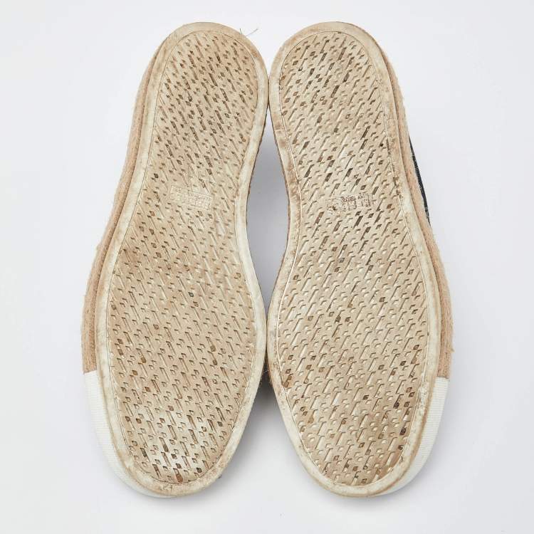 Pre Owned Hermes Navy Blue Canvas Rosa Espadrille Sneakers Size 38