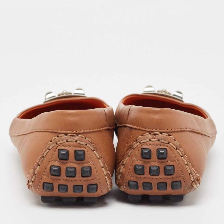 مملوكة مسبقًا Hermes Brown Leather Liberty Ballet Flats Size 36