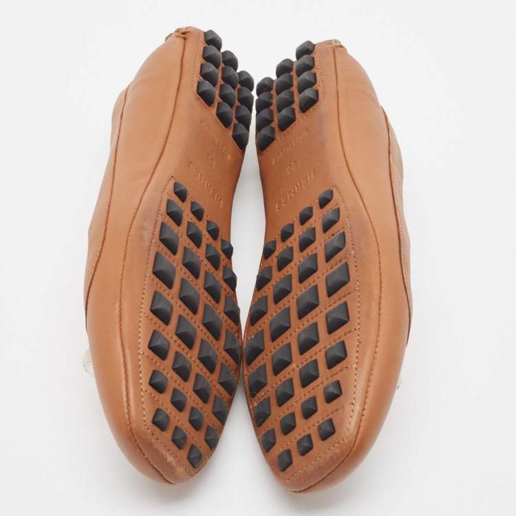مملوكة مسبقًا Hermes Brown Leather Liberty Ballet Flats Size 36