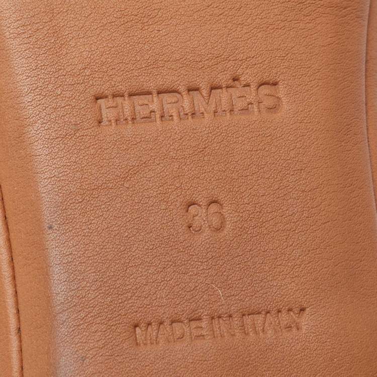مملوكة مسبقًا Hermes Brown Leather Liberty Ballet Flats Size 36