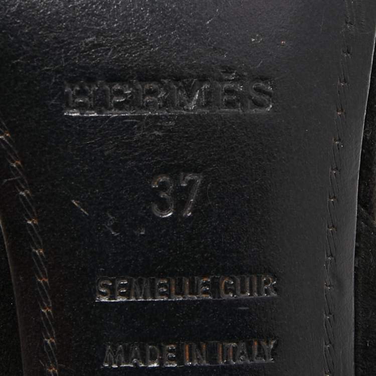 Pre Owned Hermes Silver/Black Suede and Glitter  Night  Sandals Size 37