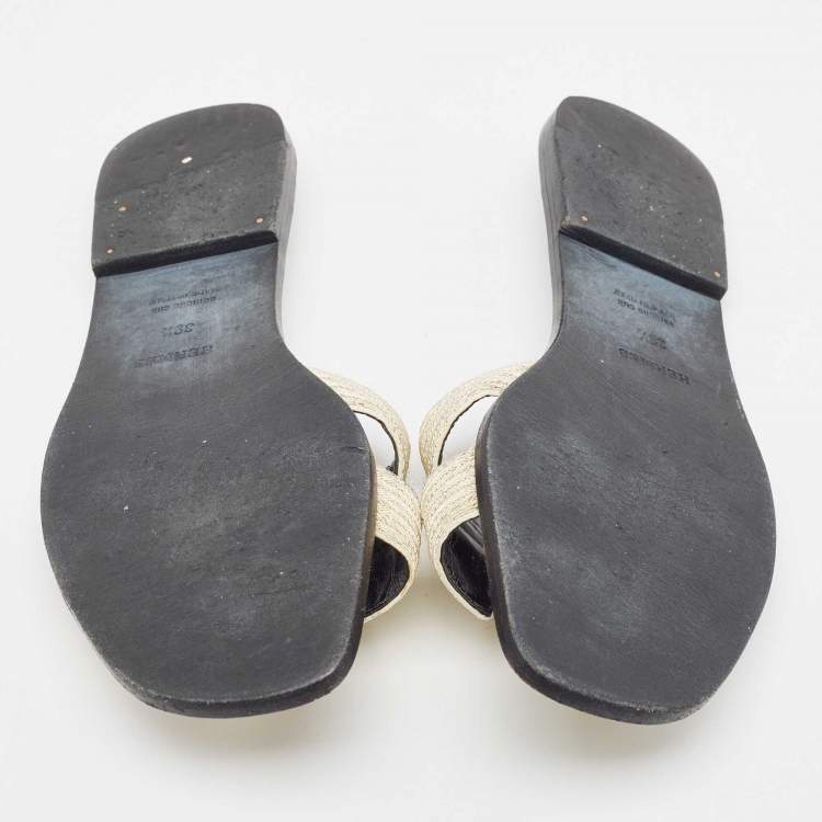 Pre Owned Hermes Gold Twisted Metal Thread Oran Sandals Size 39.5