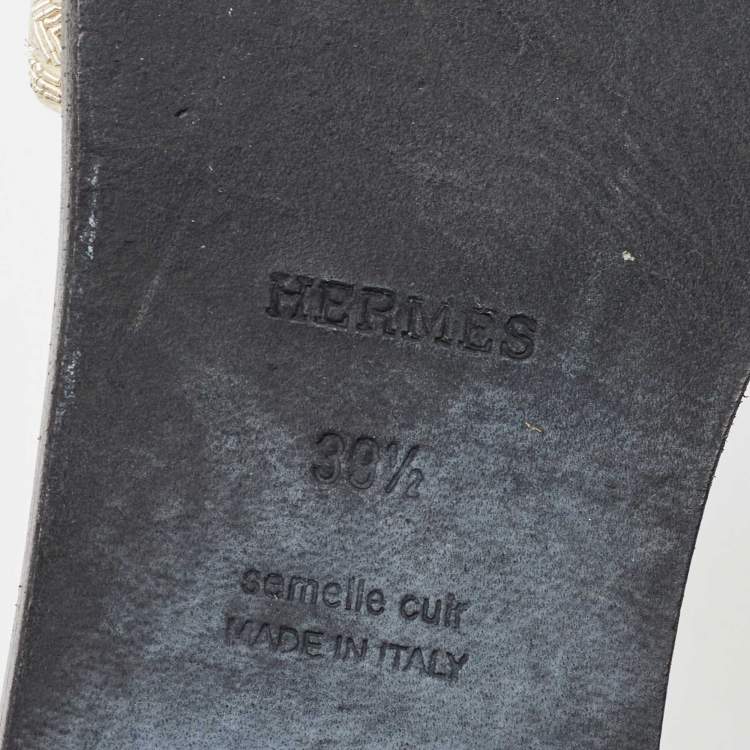 Pre Owned Hermes Gold Twisted Metal Thread Oran Sandals Size 39.5