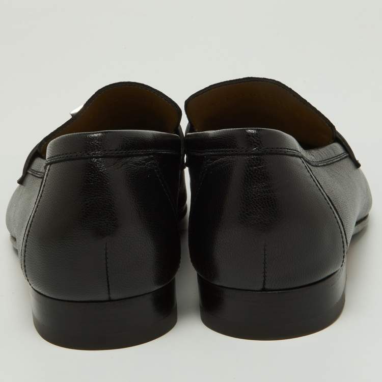 Pre Owned Hermes Black Leather Paris Loafers Size 39