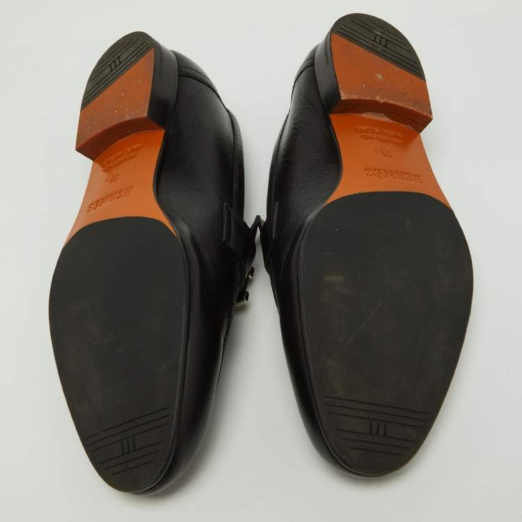 Pre Owned Hermes Black Leather Paris Loafers Size 39