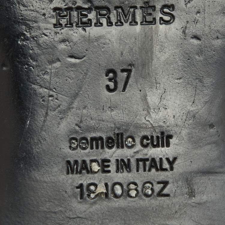 مملوكة مسبقًا Hermes Black Leather Oz Flat Mules Size 37