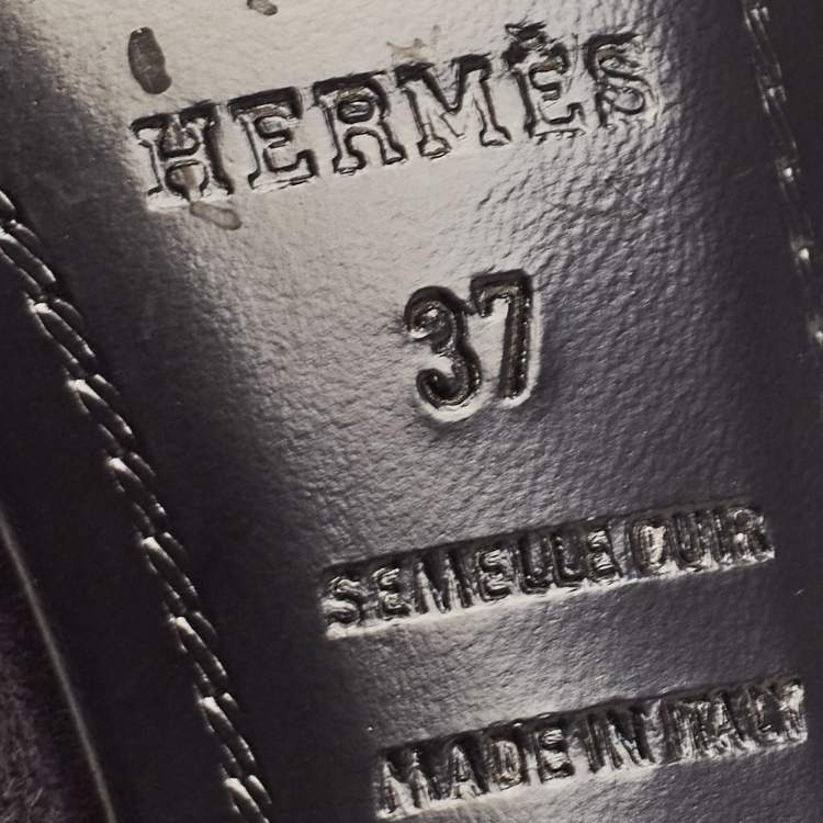 مملوكة مسبقًا Hermes Black/Silver Suede and Glitter Premiere 70 Ankle Strap Sandals Size 37