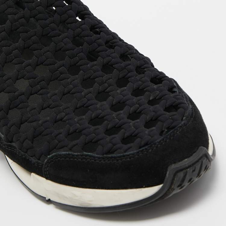 Pre Owned Hermes Black Leather and Fabric Oxygene Sneakers Size 37.5