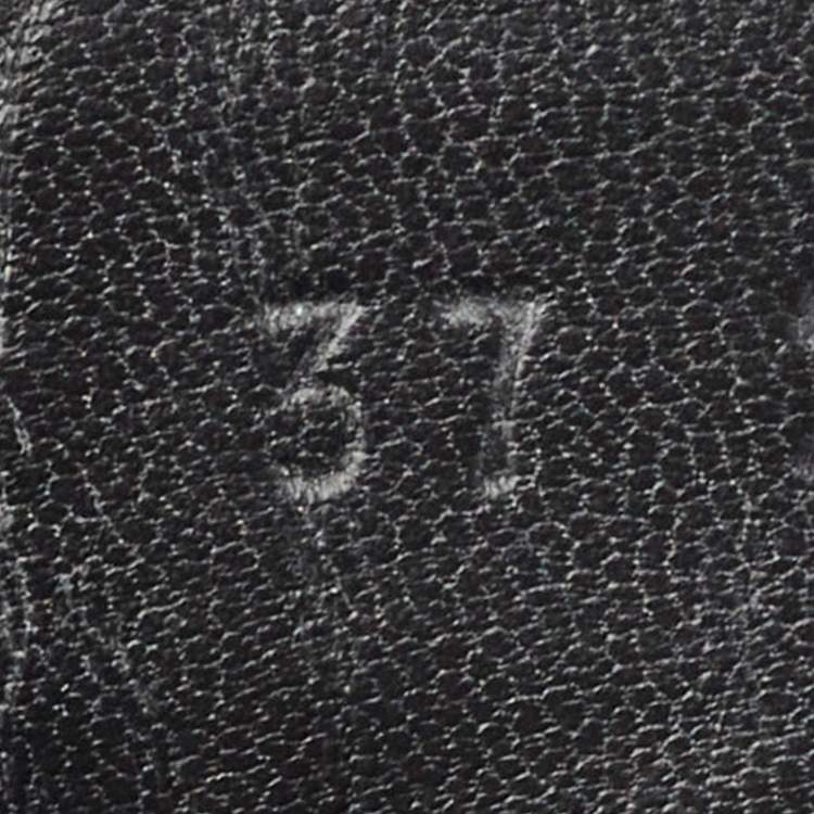 Pre Owned Hermes Black Leather Chypre Slide Flats Size 37
