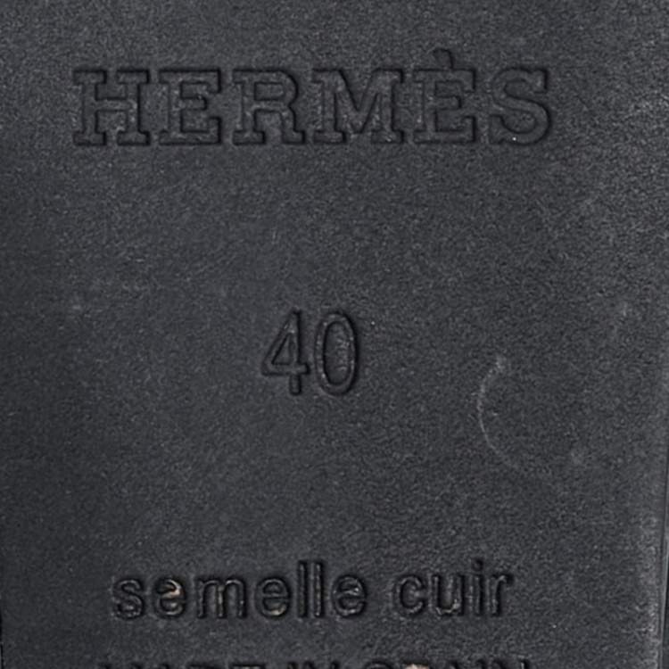 Pre Owned Hermes Black Patent Leather Ilana Espadrille Wedge Sandals Size 40