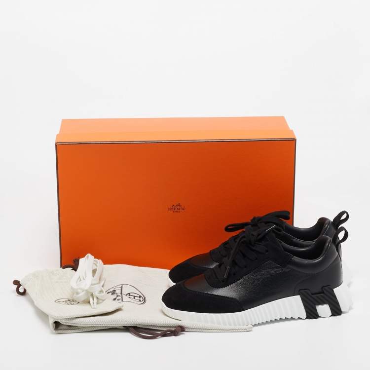 Pre Owned Hermes Black Suede and Leather Bouncing Sneakers Size 37.5