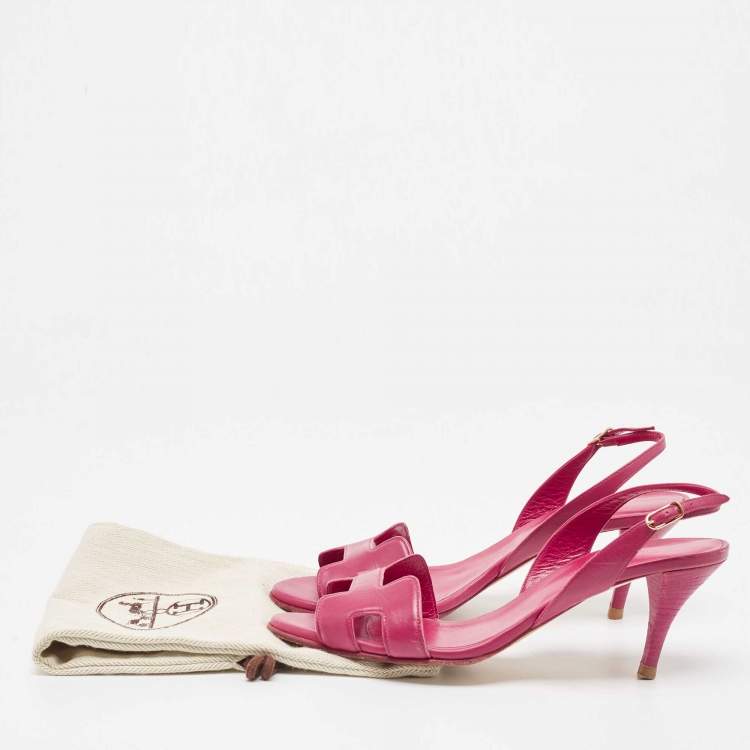 Pre Owned Hermes Purple Leather Night Sandals Size 38