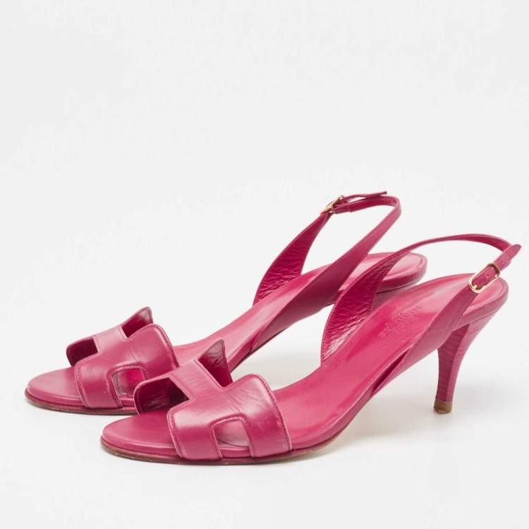 Pre Owned Hermes Purple Leather Night Sandals Size 38
