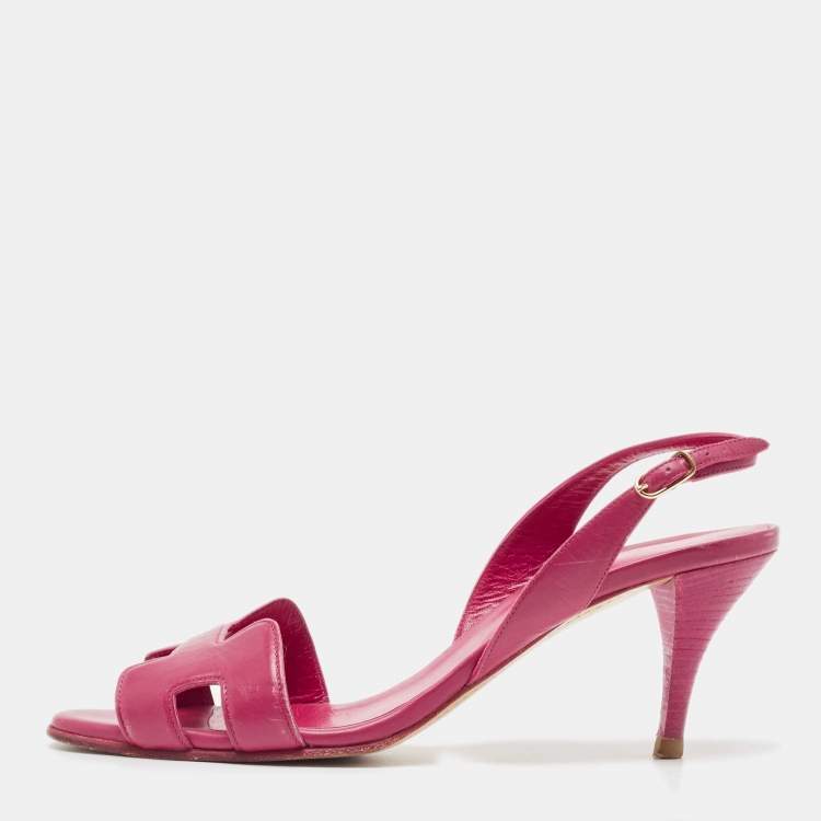 Pre Owned Hermes Purple Leather Night Sandals Size 38