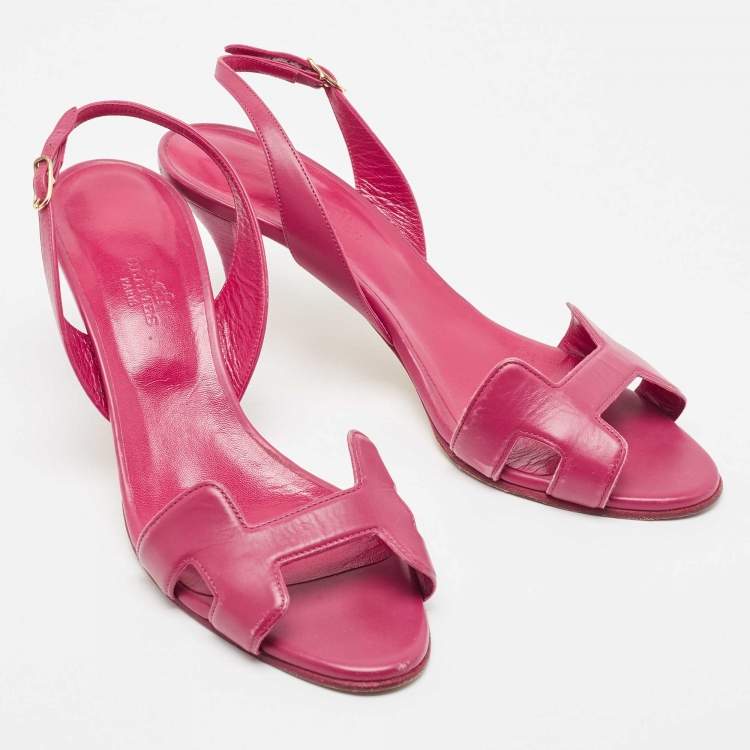 Pre Owned Hermes Purple Leather Night Sandals Size 38