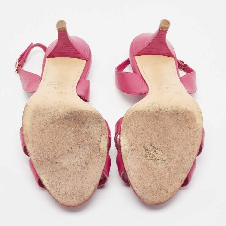 Pre Owned Hermes Purple Leather Night Sandals Size 38