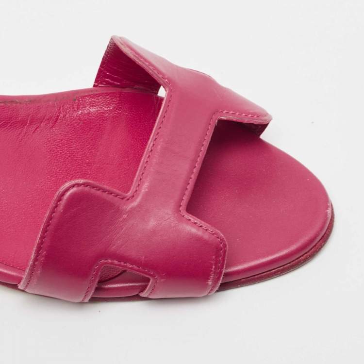 Pre Owned Hermes Purple Leather Night Sandals Size 38