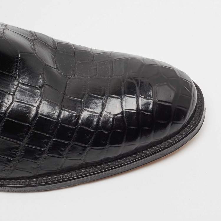 Pre Owned Hermes Black Crocodile Riding Boots Size 39