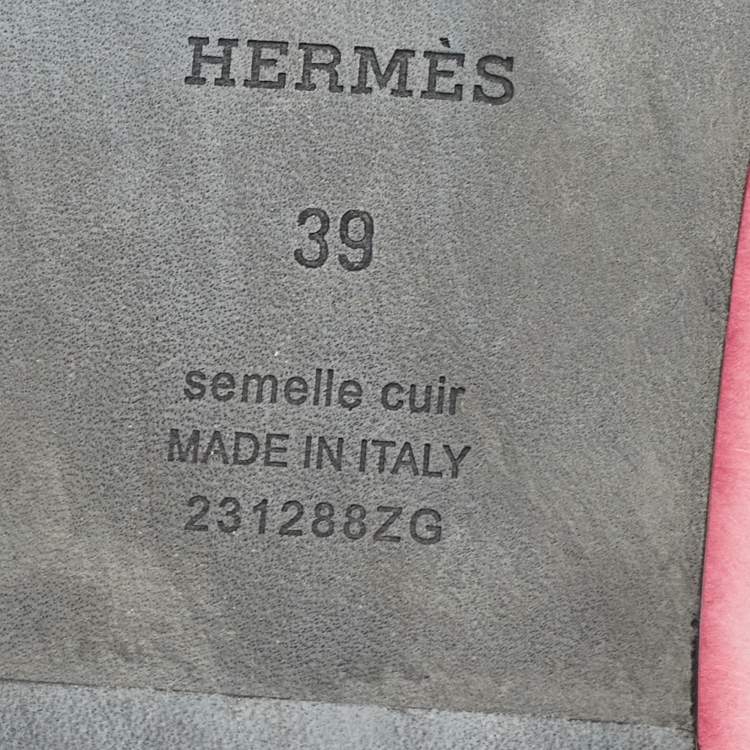 Pre Owned Hermes Pink Fur Oran Flat Slides Size 39