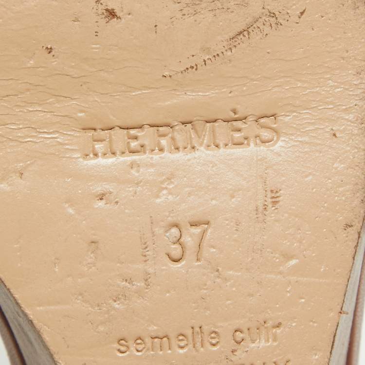 مملوكة مسبقًا Hermes Brown Leather Legend Wedge Ankle Strap Sandals Size 37