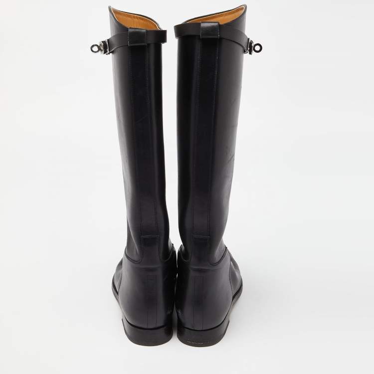 Pre Owned Hermes Black Leather Jumping Boots Size 40